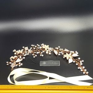 Marielle Rose Gold, Crystal, Pearl Wedding Hair Accessory